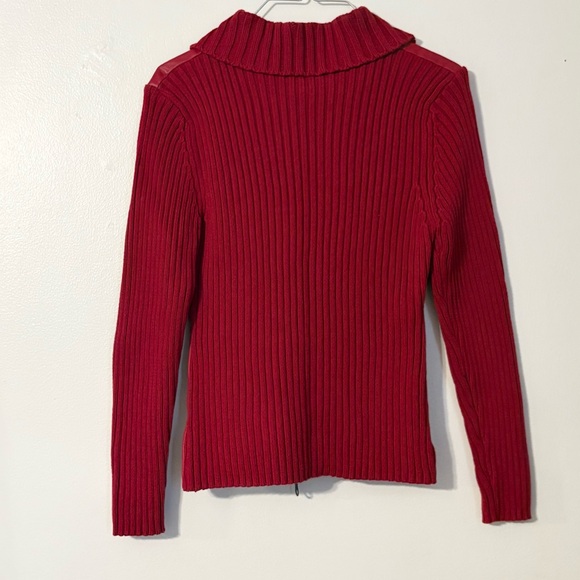 Vintage Maurice Sasson Red Leather Zip Sweater Jacket Women's Size Medium - Picture 2 of 11